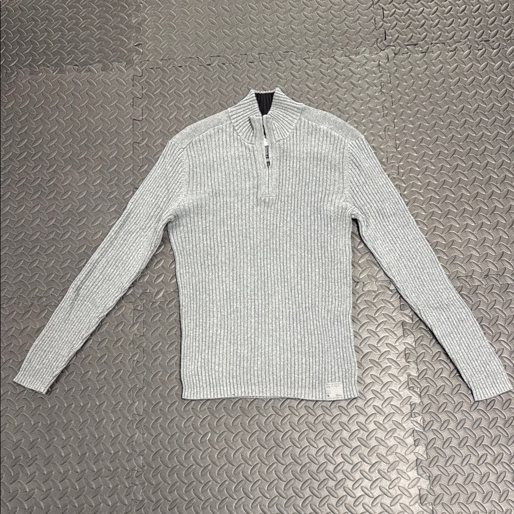 Express Gray Zip Up Sweater with Stand-Up Collar